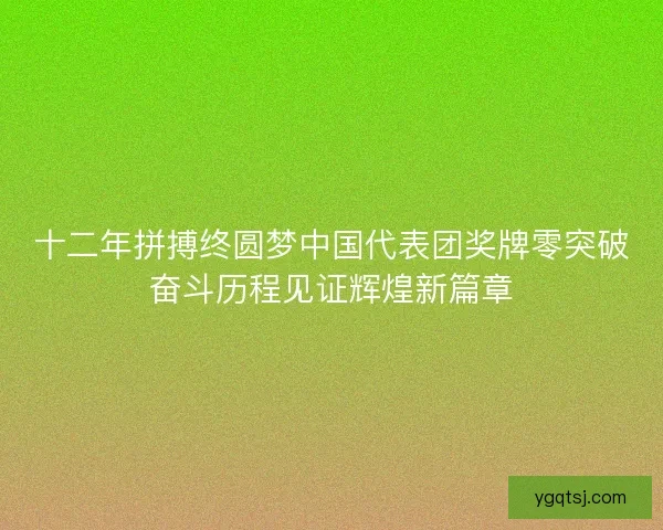 十二年拼搏终圆梦中国代表团奖牌零突破奋斗历程见证辉煌新篇章