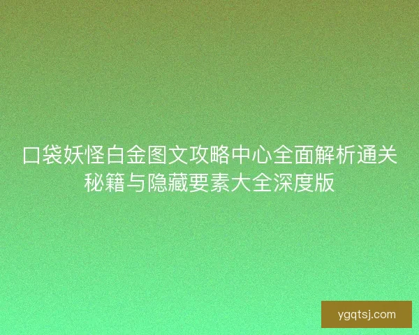 口袋妖怪白金图文攻略中心全面解析通关秘籍与隐藏要素大全深度版